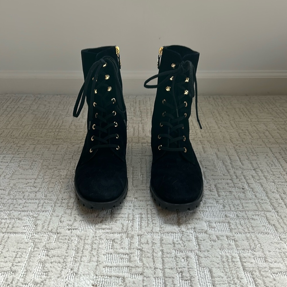 Stuart Weitzman Black suede moto boots